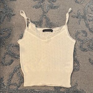 Brandy Melville Cream Ribbed Fitted Camisole